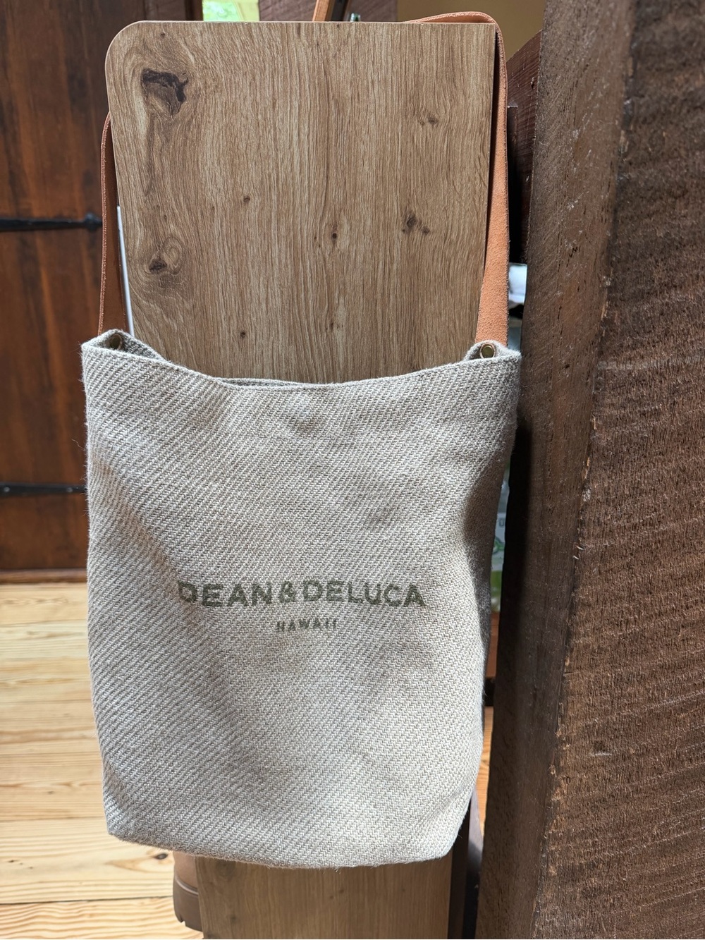 Beige Canvas Crossbody Bag for Men